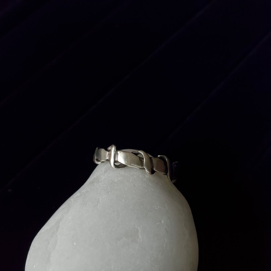 刻 银戒 | 925银戒指 做旧复古 交换礼物 生日礼物 - 戒指 - 银 银色