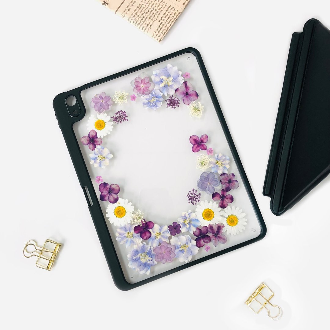 紫白蓝花手作押花iPad壳 iPad Air 11寸13寸iPad Pro11寸13寸 - 平板/电脑保护壳 - 植物．花 