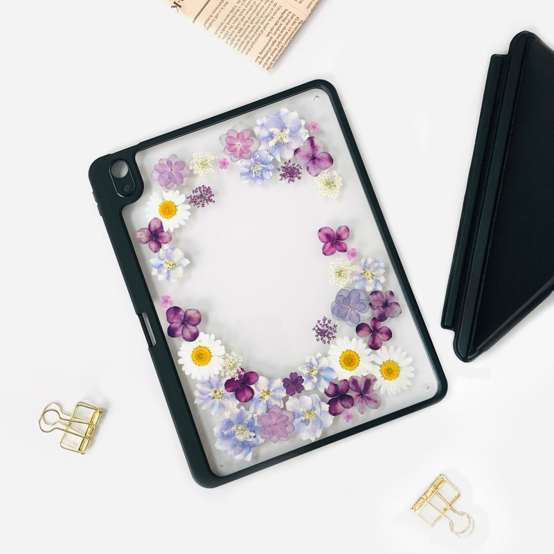 紫白蓝花手作押花iPad壳 iPad Air 11寸13寸iPad Pro11寸13寸 - 平板/电脑保护壳 - 植物．花 