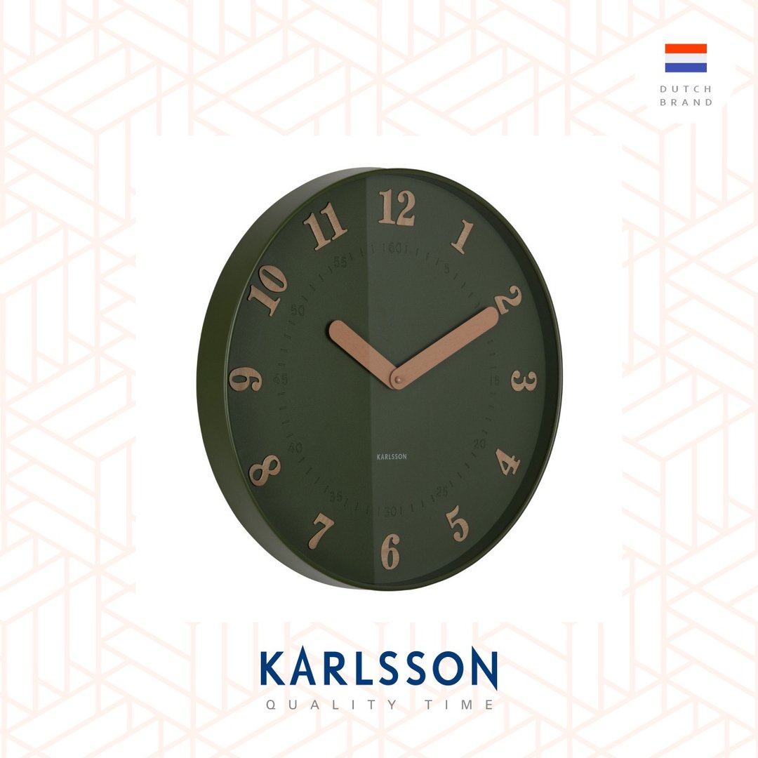 荷兰 Karlsson, Wall clock 40cm Amena 绿色北欧数字挂钟 - 时钟/闹钟 - 塑料 绿色
