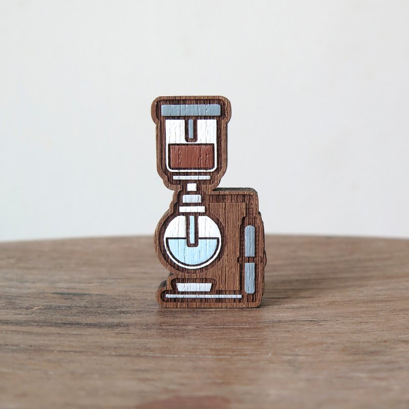 Wooden brooch siphon coffee - 胸针 - 木头 咖啡色
