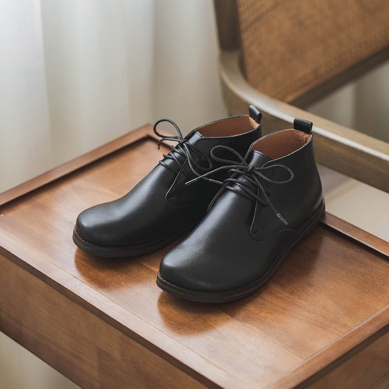 小木偶的德比短靴 _ 黑 - 女款短靴 - 真皮 黑色
