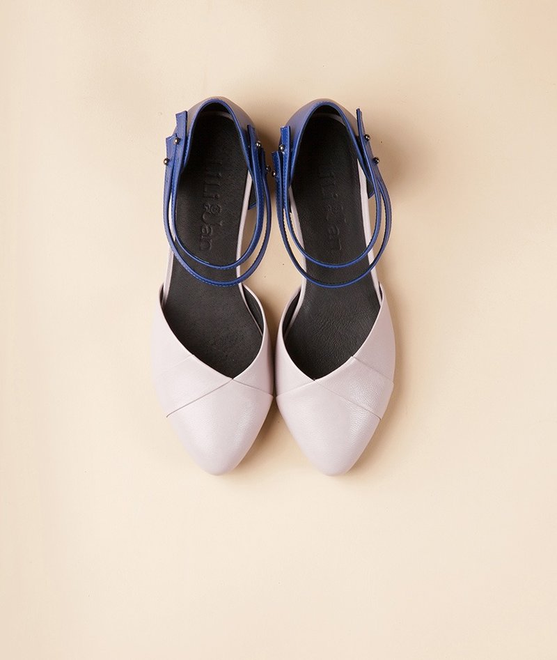 【美好时光】双系带两穿低跟凉鞋-时尚粉/蓝(仅余24号) - 男女凉鞋 - 真皮 粉红色