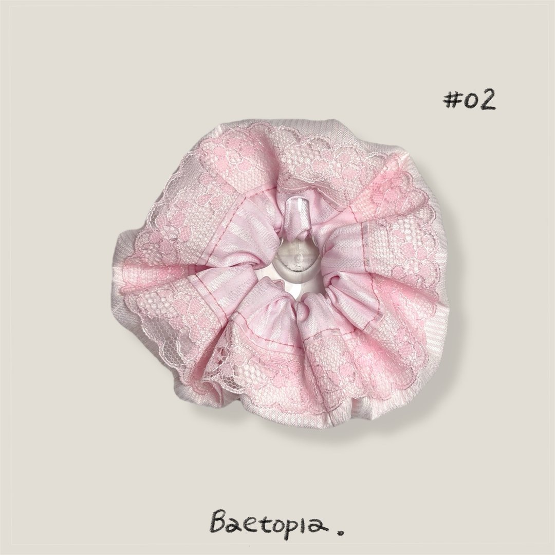 Baetopia | 浮花空气感系列• 微糖蕾丝手作发圈 - 发饰 - 棉 粉红色