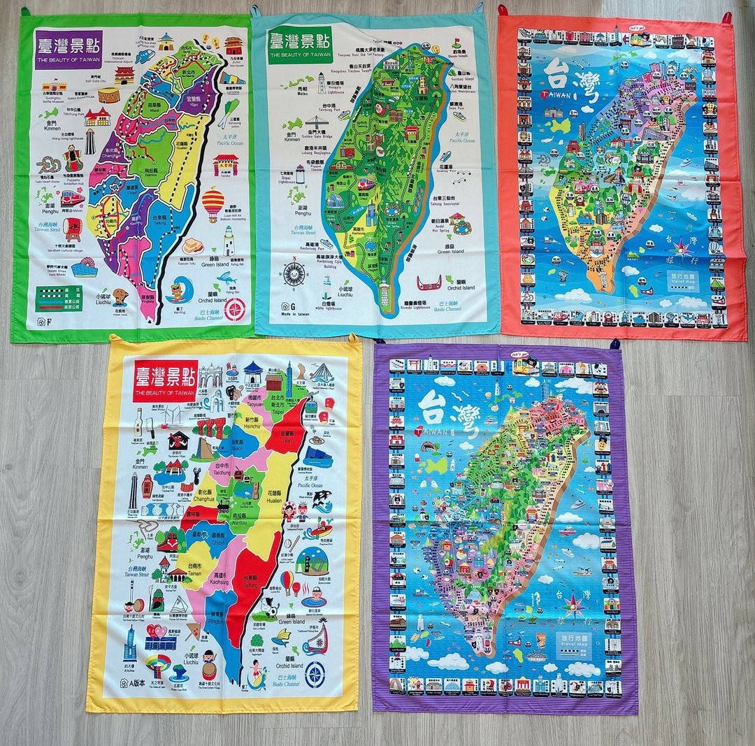 布地图 台湾景点挂饰 台湾地图 台湾铁道挂布 台湾景点特色布地图 - 海报/装饰画/版画 - 其他材质 多色