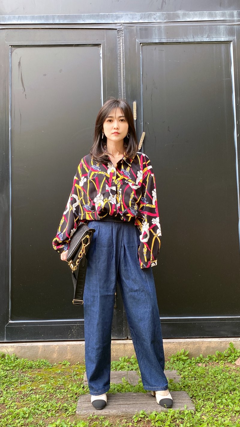 彩花飘坠宽版衬衫 - 女装衬衫 - 聚酯纤维 