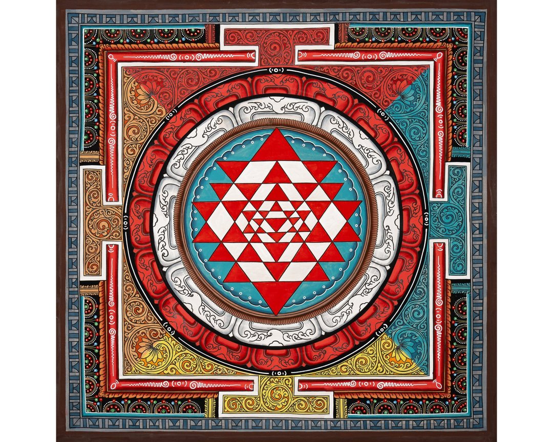 Shree Yantra 的力量——用于冥想与内在丰盛的曼陀罗唐卡 - 墙贴/壁贴 - 其他材质 多色