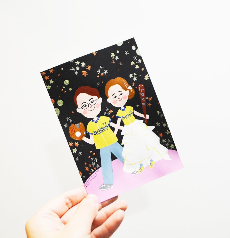 婚纱系列 定制2人画像 生日/全家福/情人/圣诞节/纪念/婚礼/新人 - 订制画像 - 纸 粉红色