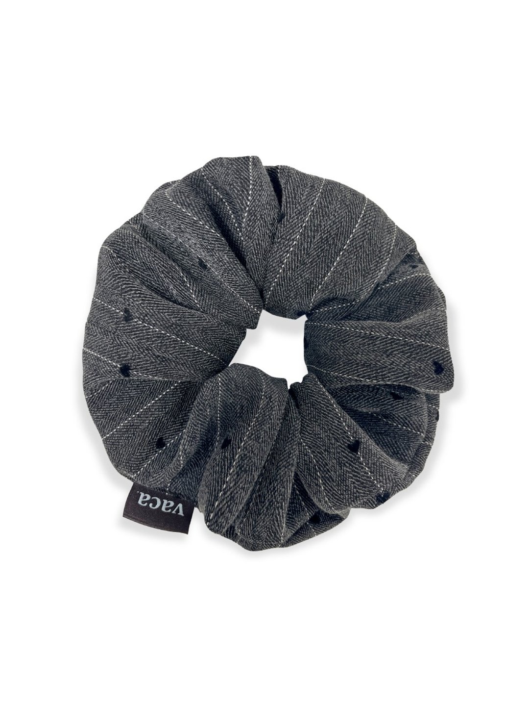 CHARCOAL HEART STRIPE SCRUNCHIE - 发饰 - 棉 灰色