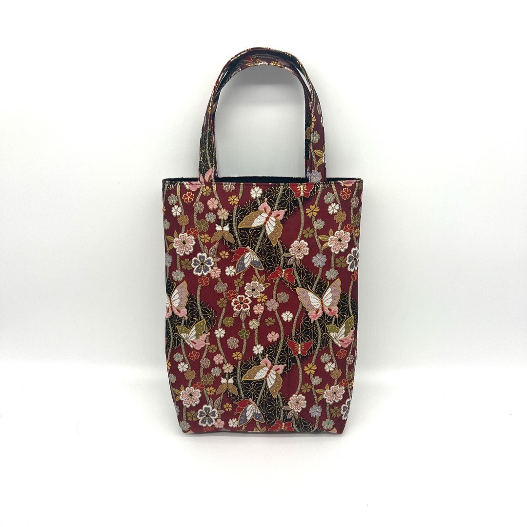 Japanese pattern handbag made from Nishijin-ori and brocade fabric - 手提包/手提袋 - 聚酯纤维 红色