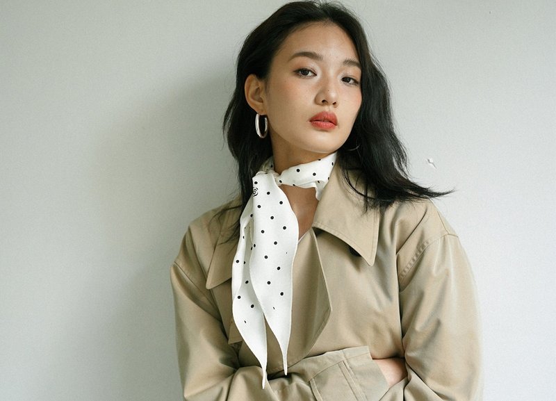 【法式後花園】 基础款波点菱形 百搭桑蚕丝絲巾 - 丝巾 - 丝．绢 多色