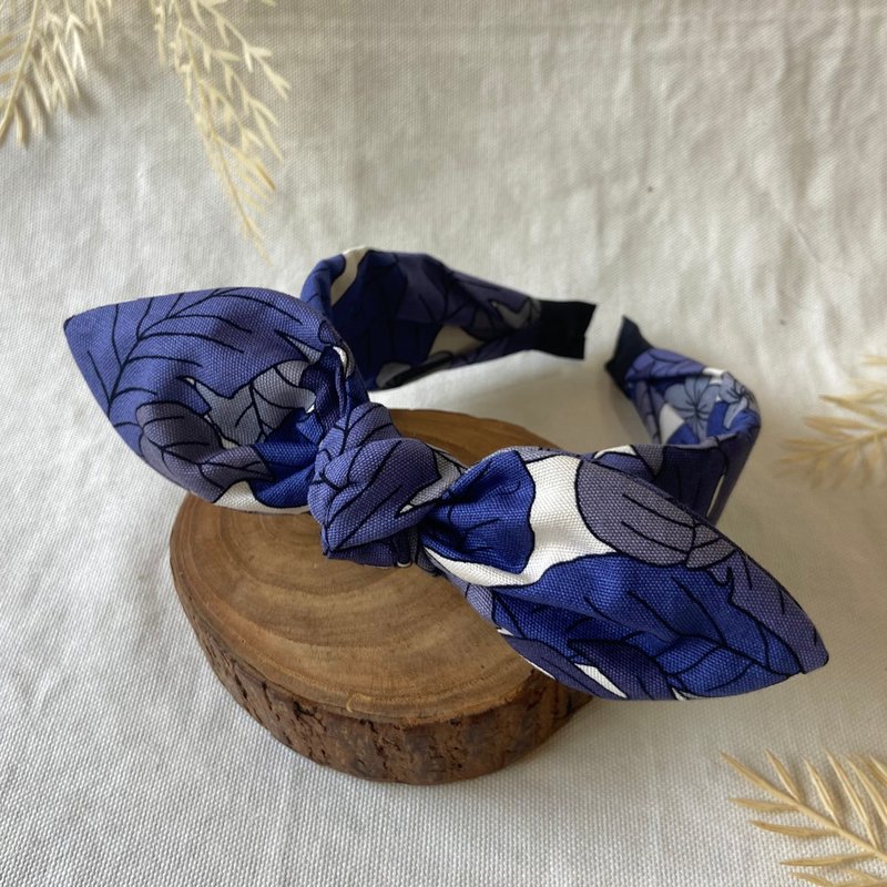 发箍/兔耳发箍/清晨的森林-蓝紫 - 发带/发箍 - 棉．麻 蓝色