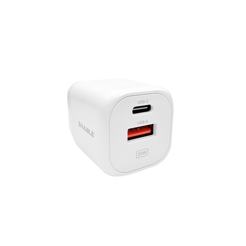 【ENABLE】2年保固 MOJO X20 USB-C GaN 20W 氮化镓 2孔充电器 - 充电宝/传输线 - 塑料 白色