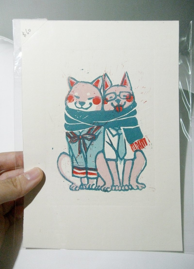 手工版画/2018犬年卡片 - 卡片/明信片 - 纸 