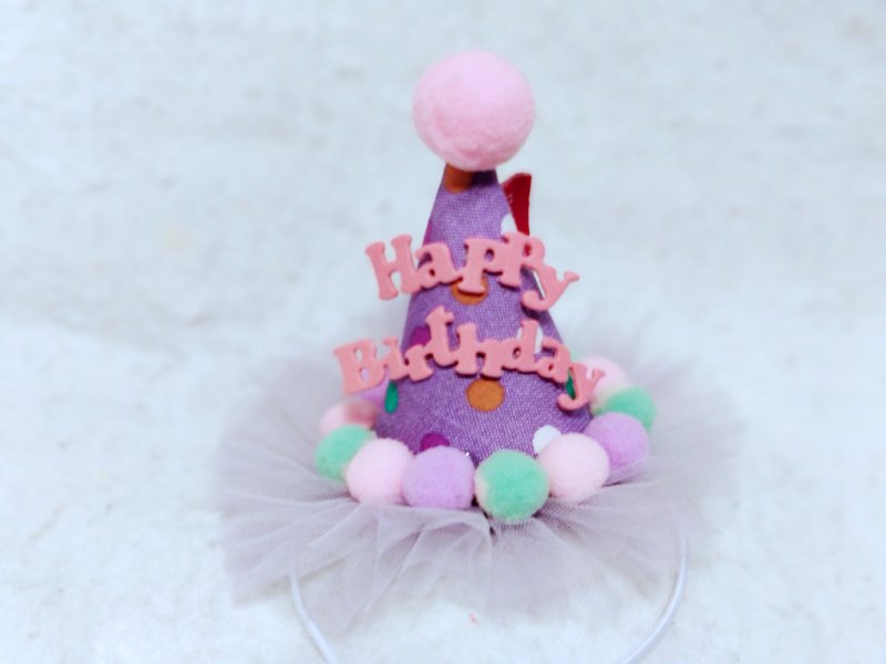 Birthday star 生日之星  宠物生日帽 - 衣/帽 - 棉．麻 粉红色