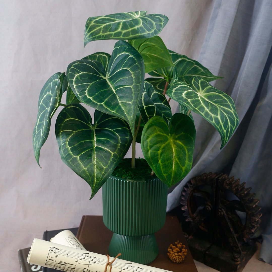 高拟真水晶火烛叶盆栽/仿真植物/观叶盆栽/人造植物/绿化/布置 - 植栽/盆栽 - 其他材质 绿色