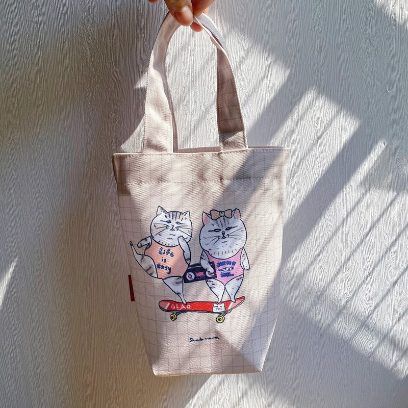 我是猫 我很懒 环保饮料提袋 - 随行杯提袋/水壶袋 - 聚酯纤维 卡其色