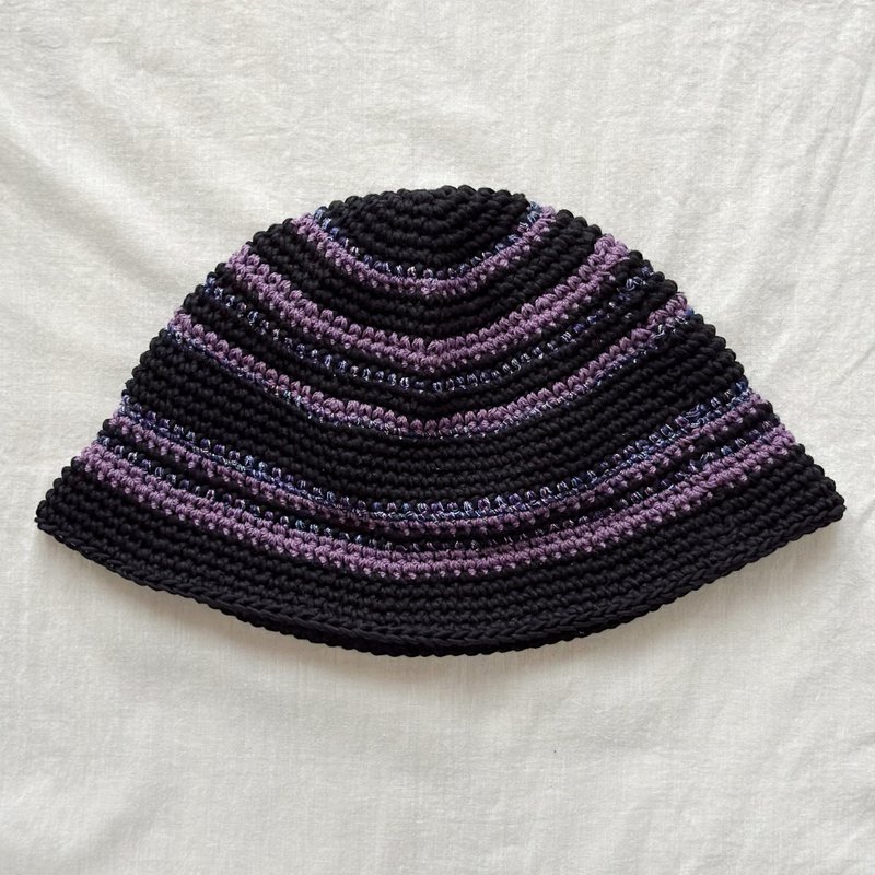 手作编织帽/毛线帽/渔夫帽/手工钩针帽/针织帽 - 帽子 - 棉．麻 黑色