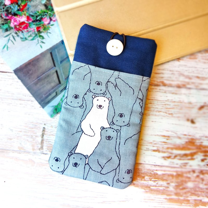 定制化电话包 手机袋 手机保护布套例如 -北极熊 (P-268) - 手机壳/手机套 - 棉．麻 卡其色