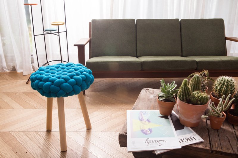 【格子派系列！像卡通般俏皮的手工编织座垫－蓝绿色】 - 其他家具 - 其他材质 