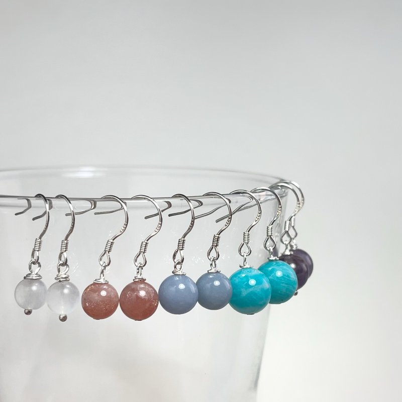 紫幽灵 天河石 橙月光石 月光石 天然水晶耳环 开运招财 - 耳环/耳夹 - 水晶 