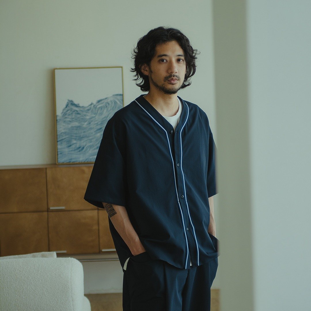 棒球衫羽织 - 男装衬衫 - 聚酯纤维 蓝色