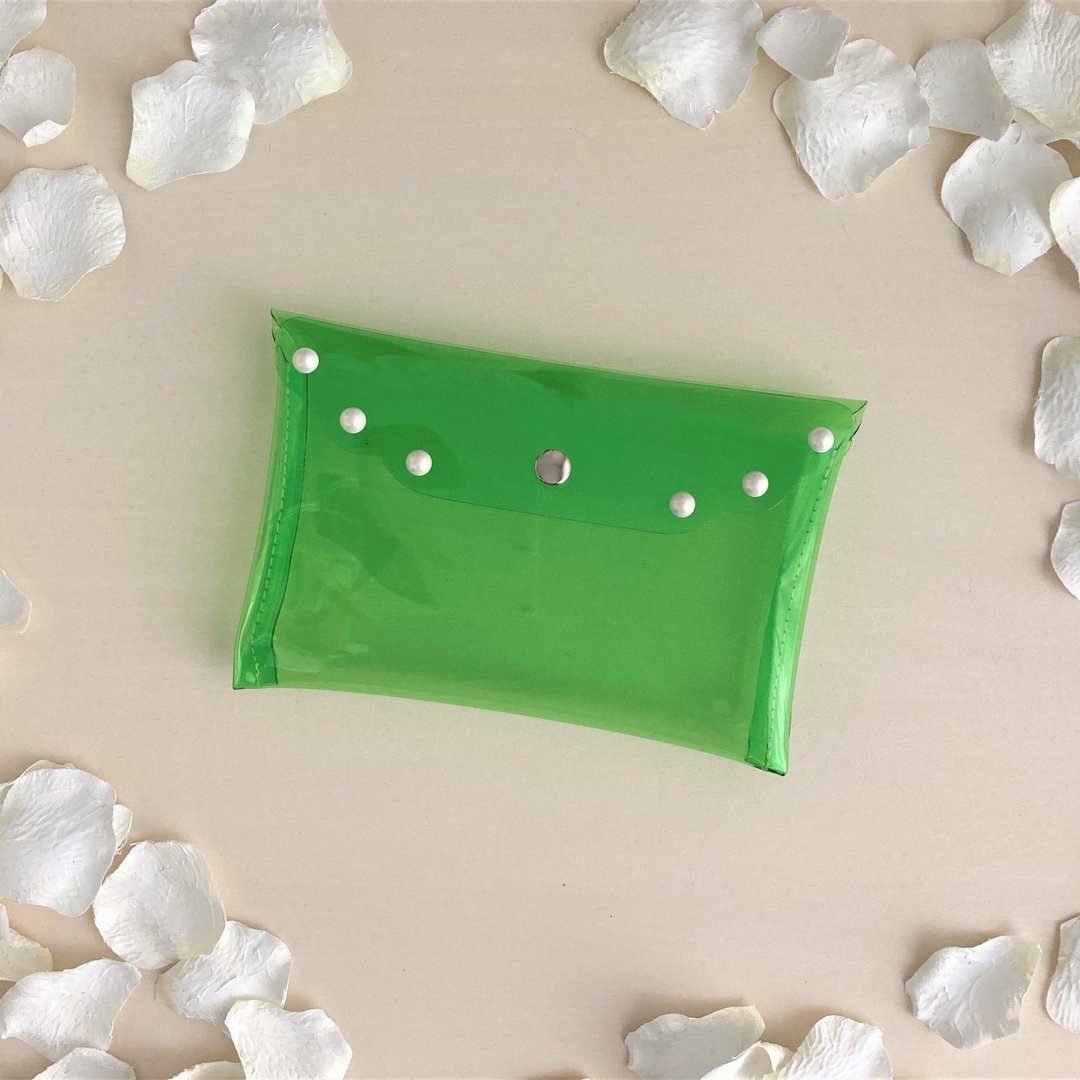 PVC scalar stud flat pouch grass green - 化妆包/杂物包 - 其他材质 绿色