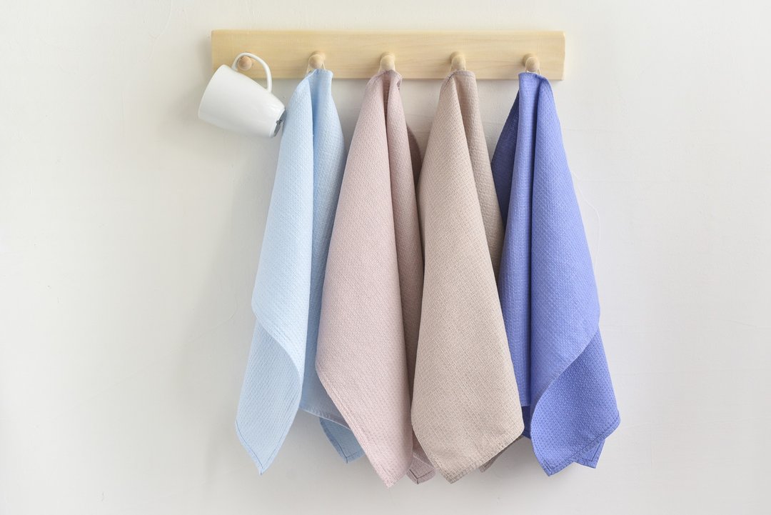 Kitchen towel sets, Organic dish towels, Waffle linen towels, Hand towel kitchen - 毛巾浴巾 - 亚麻 蓝色