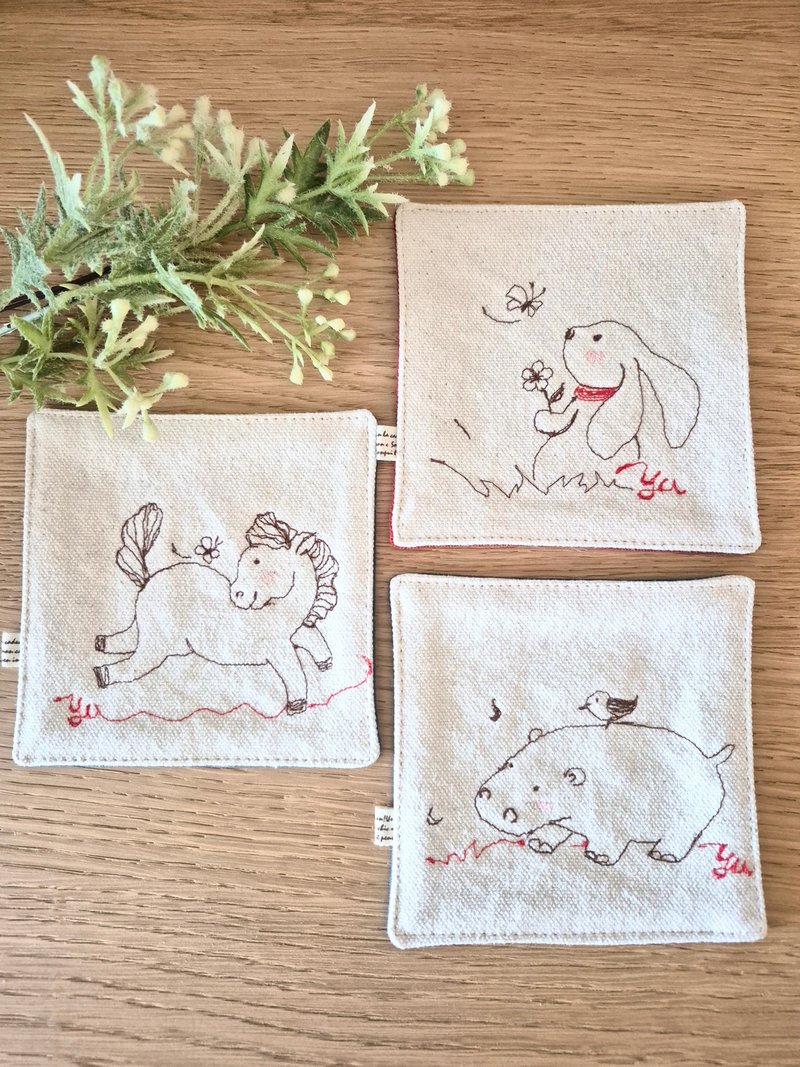 新款杯垫 - 杯垫 - 棉．麻 白色