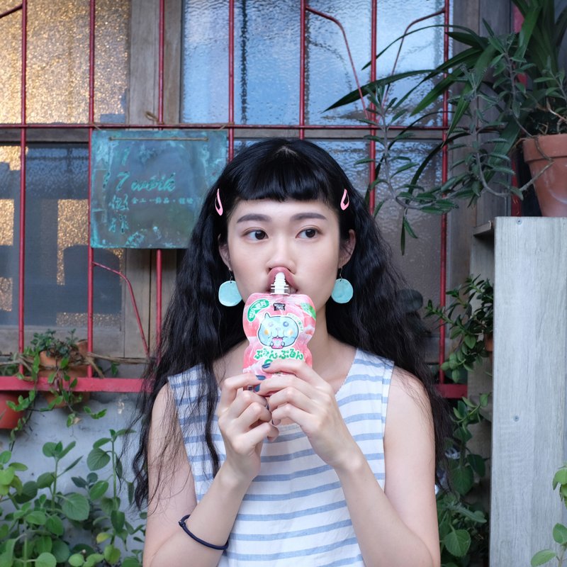 单色陶瓷耳环 - 耳环/耳夹 - 陶 蓝色