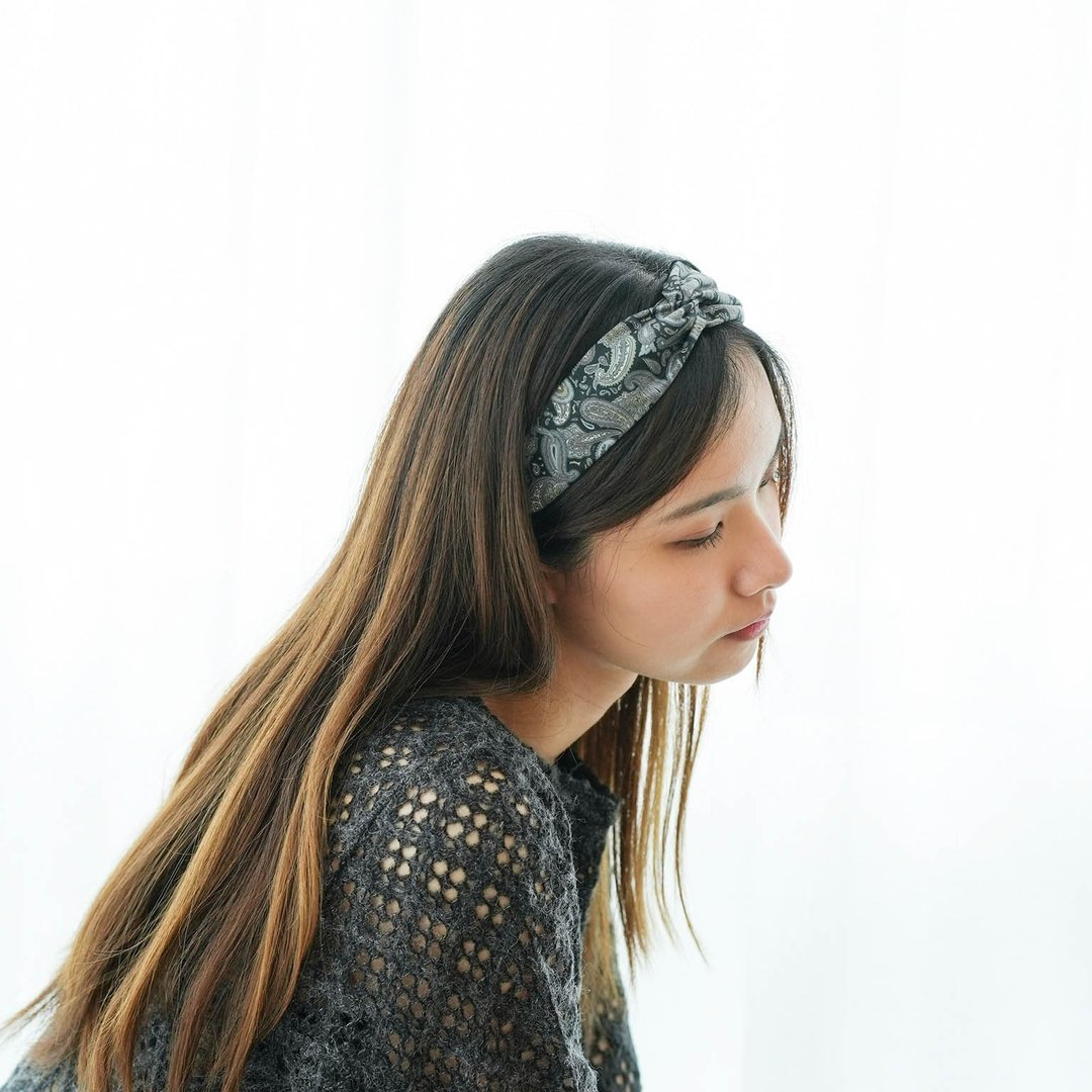 手工发带 /  精细迷人 / 腰果花 / 黑色 / 女装 - 发饰 - 棉 黑色