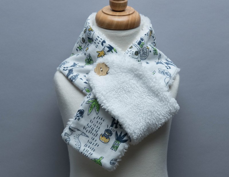 两段式围巾-手绘恐龙 儿童 幼儿 婴儿 围巾 外套 保暖 - 其他 - 棉．麻 银色