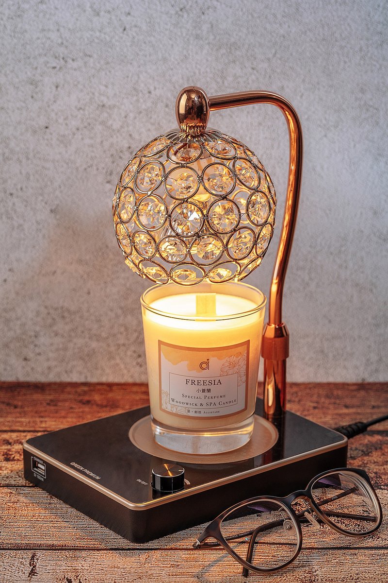 水晶融蜡灯  加  香氛乳液套组 USB充电孔 调灯旋钮 灯罩调高度 - 灯具/灯饰 - 其他金属 