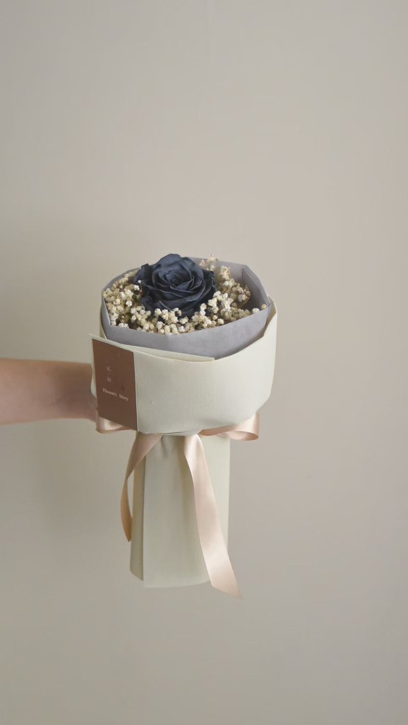 /玫瑰单朵灰蓝色俄罗斯花束(大)/生日 七夕 玫瑰 教师节 求婚 - 干燥花/捧花 - 植物．花 蓝色