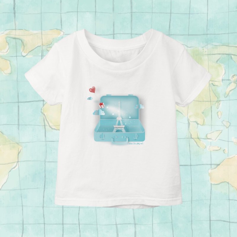 打包巴黎行李箱-童 - 童装上衣 - 棉．麻 白色