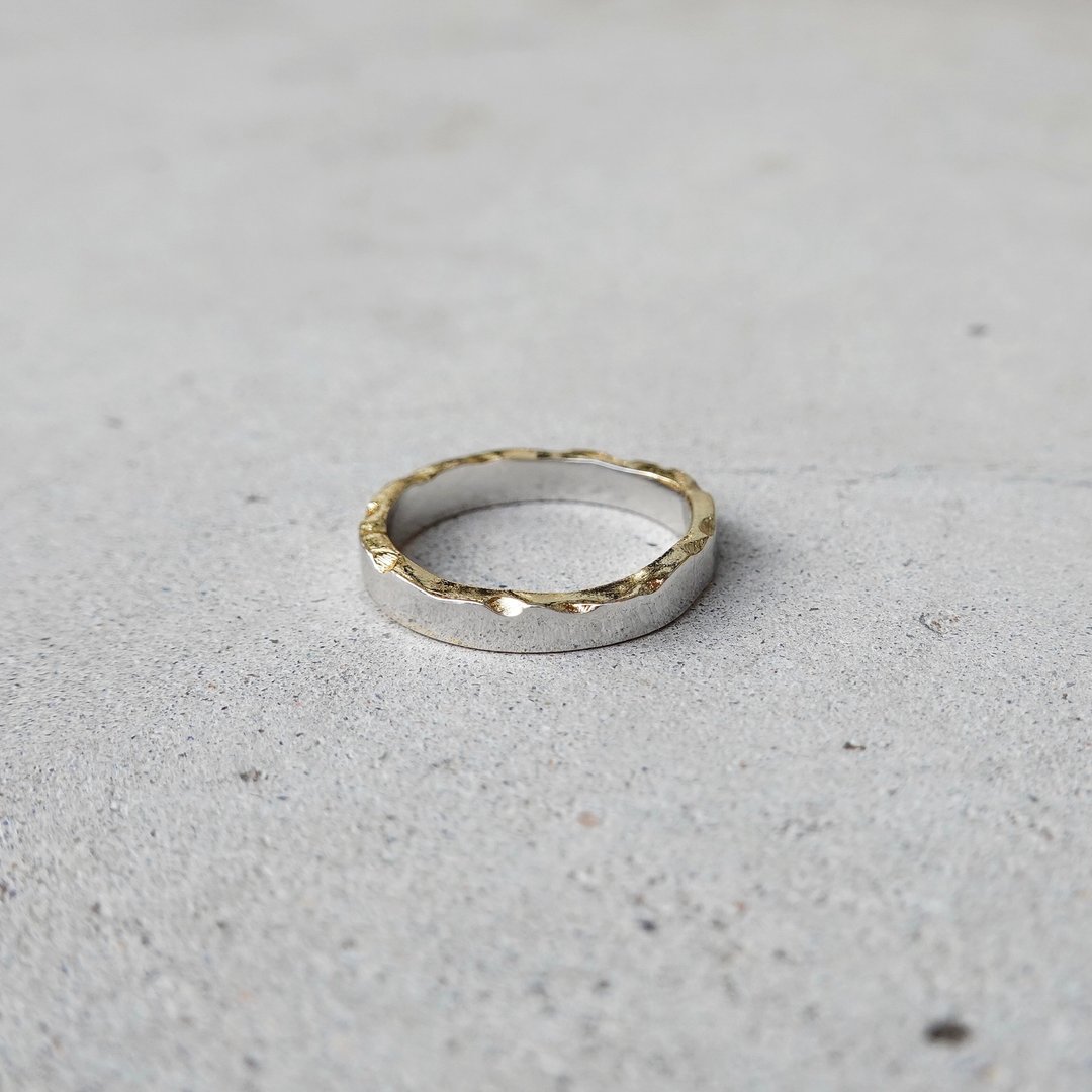 Essential Ring | 双色素面戒 (宽版) - 戒指 - 银 