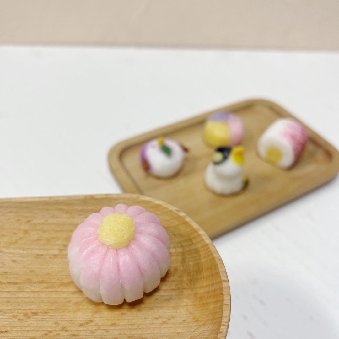 圣诞礼物 - 手捏日式和菓子蜡烛造型香薰蜡烛套装 -2个入 - 蜡烛/烛台 - 蜡 粉红色