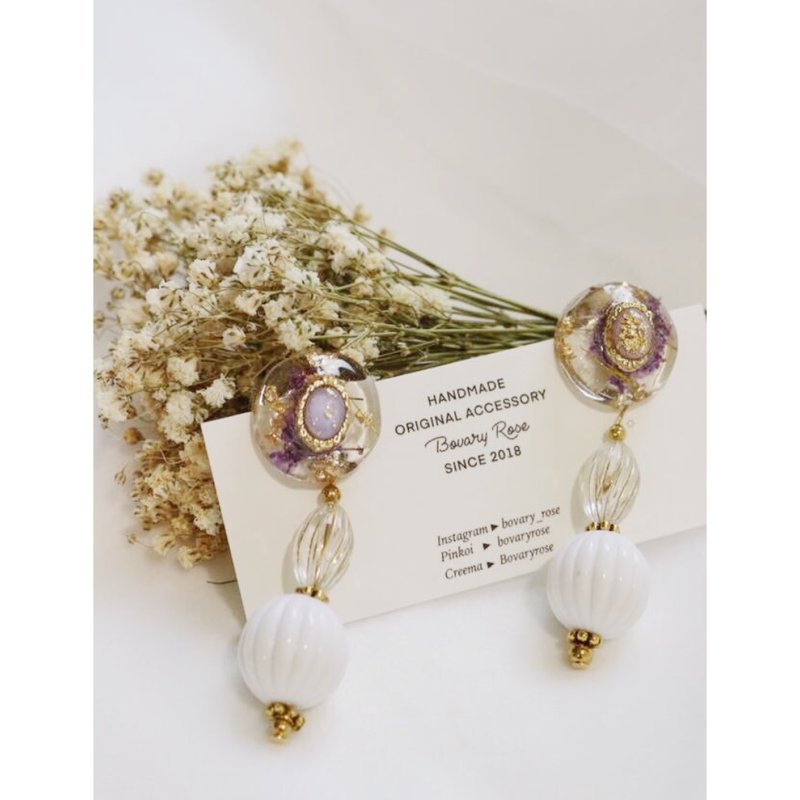 Vintage公主系列 古典紫色拉丁公主耳夹耳环 - 耳环/耳夹 - 塑料 紫色