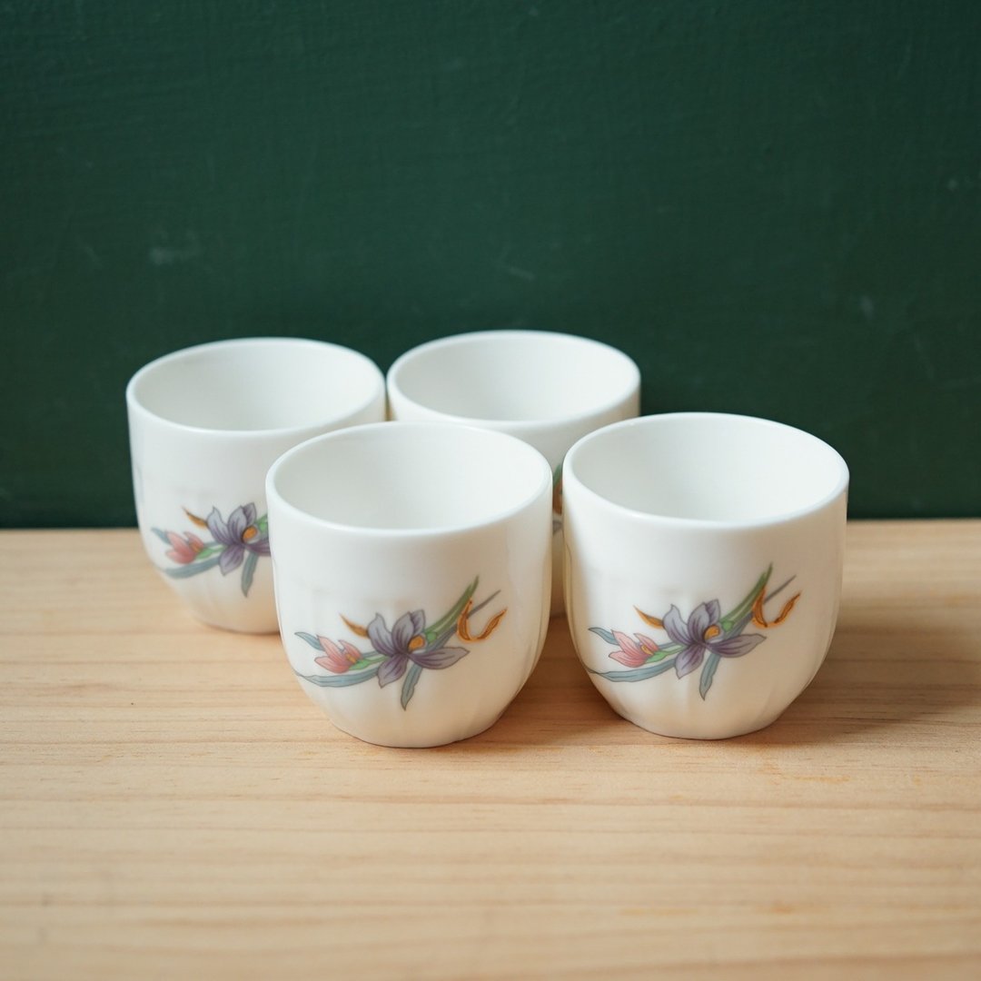 【北极二手杂货】KB国堡 紫花小茶杯一组四个 瓷杯 - 茶具/茶杯 - 瓷 白色