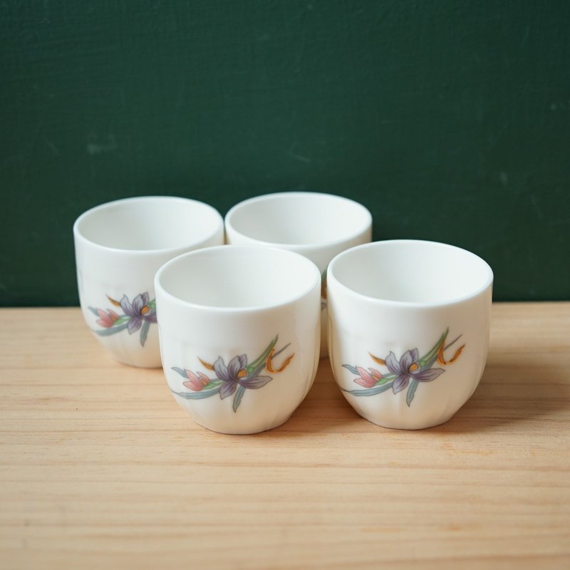 【北极二手杂货】KB国堡 紫花小茶杯一组四个 瓷杯 - 茶具/茶杯 - 瓷 白色