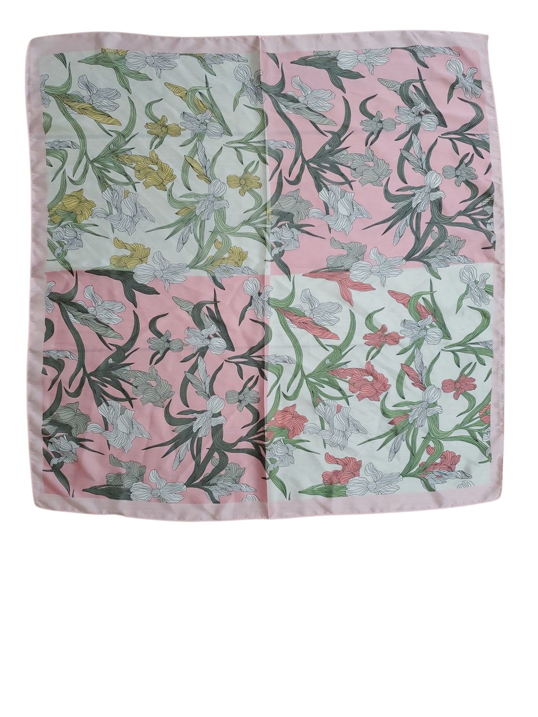 有礼貌穿搭 莫兰迪粉色 百合花图腾  丝巾 方巾 70×70cm - 丝巾 - 棉 粉红色