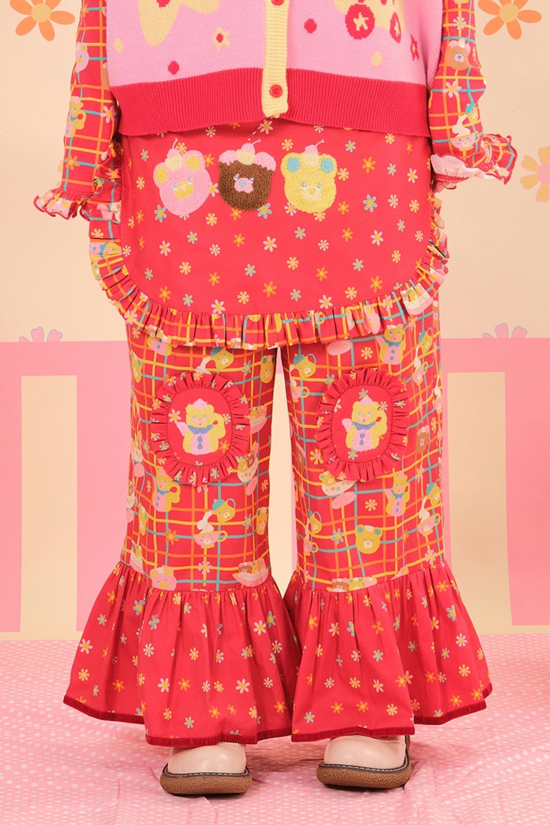 昭和甜品屋长裤围裙可拆卸 可爱日系少女 - 女装长裤 - 棉 多色