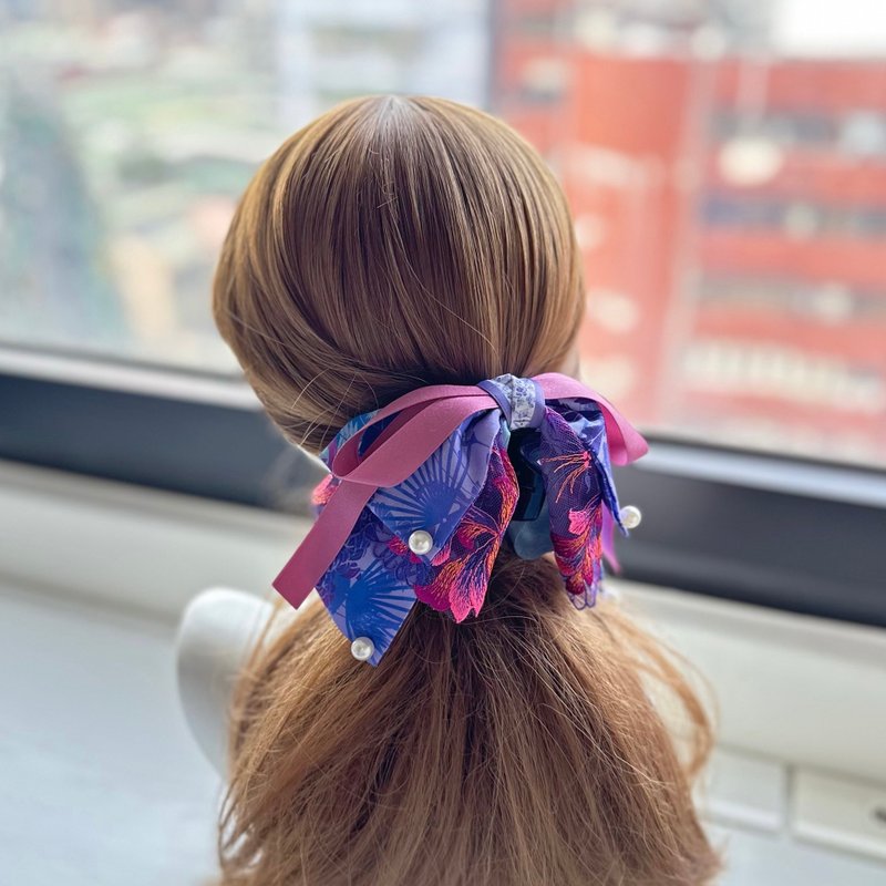蝴蝶结鲨鱼夹抓夹相交夹发夹发饰头饰-萤光紫红 - 发饰 - 其他材质 紫色