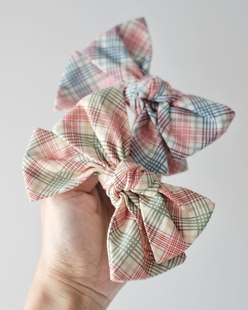 TARTAN 格纹宠物蝴蝶 - 项圈/牵绳 - 棉．麻 