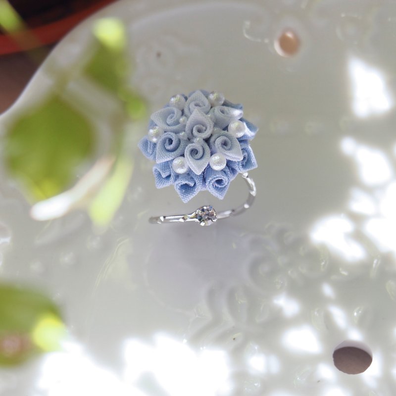 【蓝空的约定】自染气质蓝小花蕾可调节戒指指环 定制 - 戒指 - 其他金属 蓝色