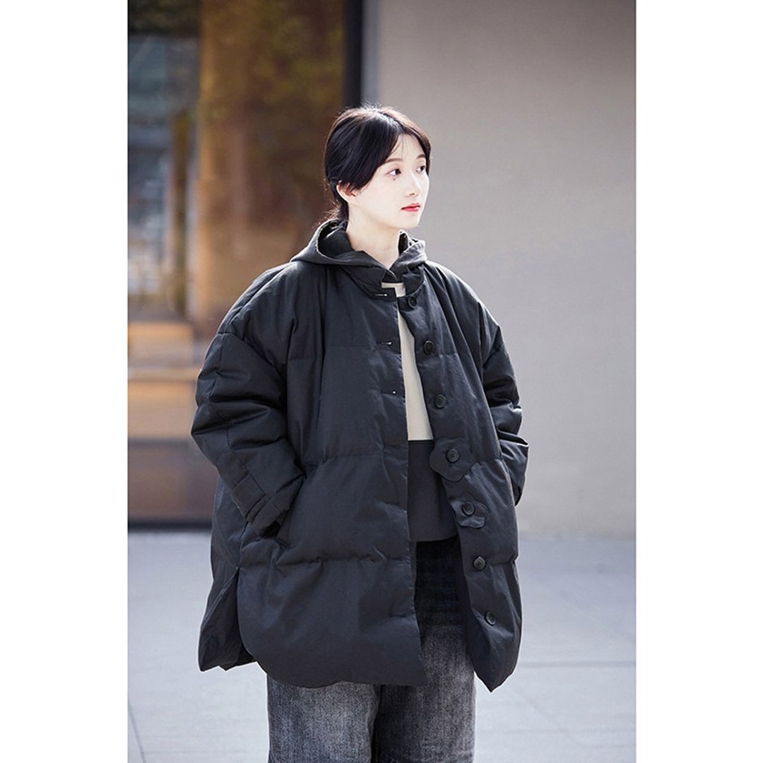 墨砚黑轻盈保暖中式感羽绒服 - 女装休闲/机能外套 - 棉 