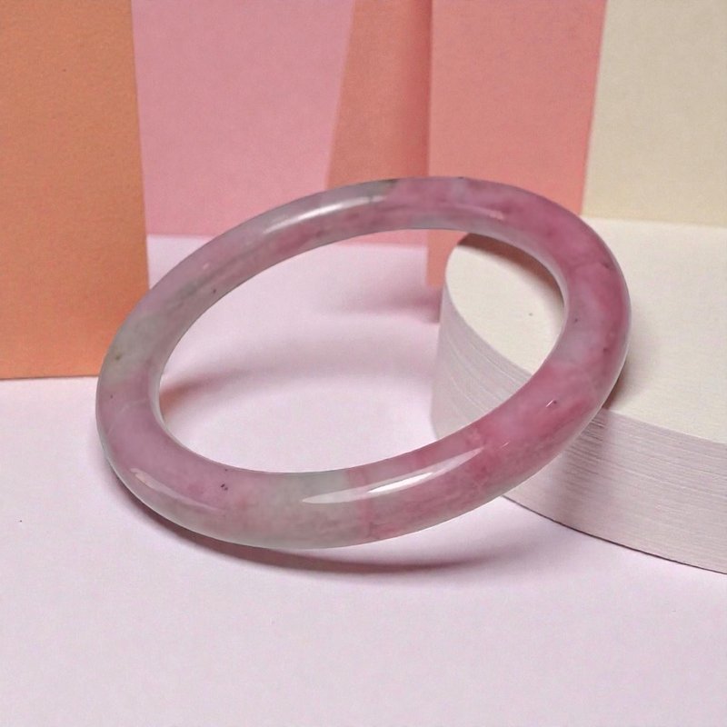 蔷薇辉石 手镯 全粉玉化 老矿原矿 内径 54 mm 玫瑰石 手环 - 手链/手环 - 玉石 粉红色
