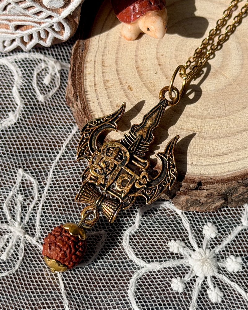 印度手工丨三叉戟 - 金刚菩提子 - 项链 - 其他材质 金色