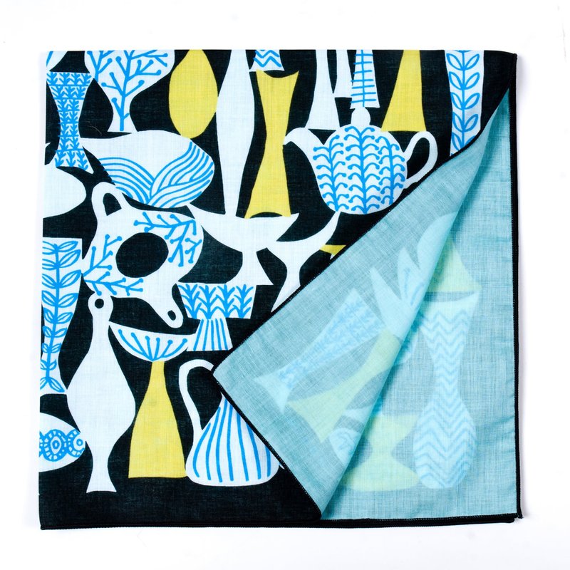 HBK绘风双层手帕-午茶时光|48X48CM|鲜明色彩|双层设计|限量发售 - 手帕/方巾 - 棉．麻 多色