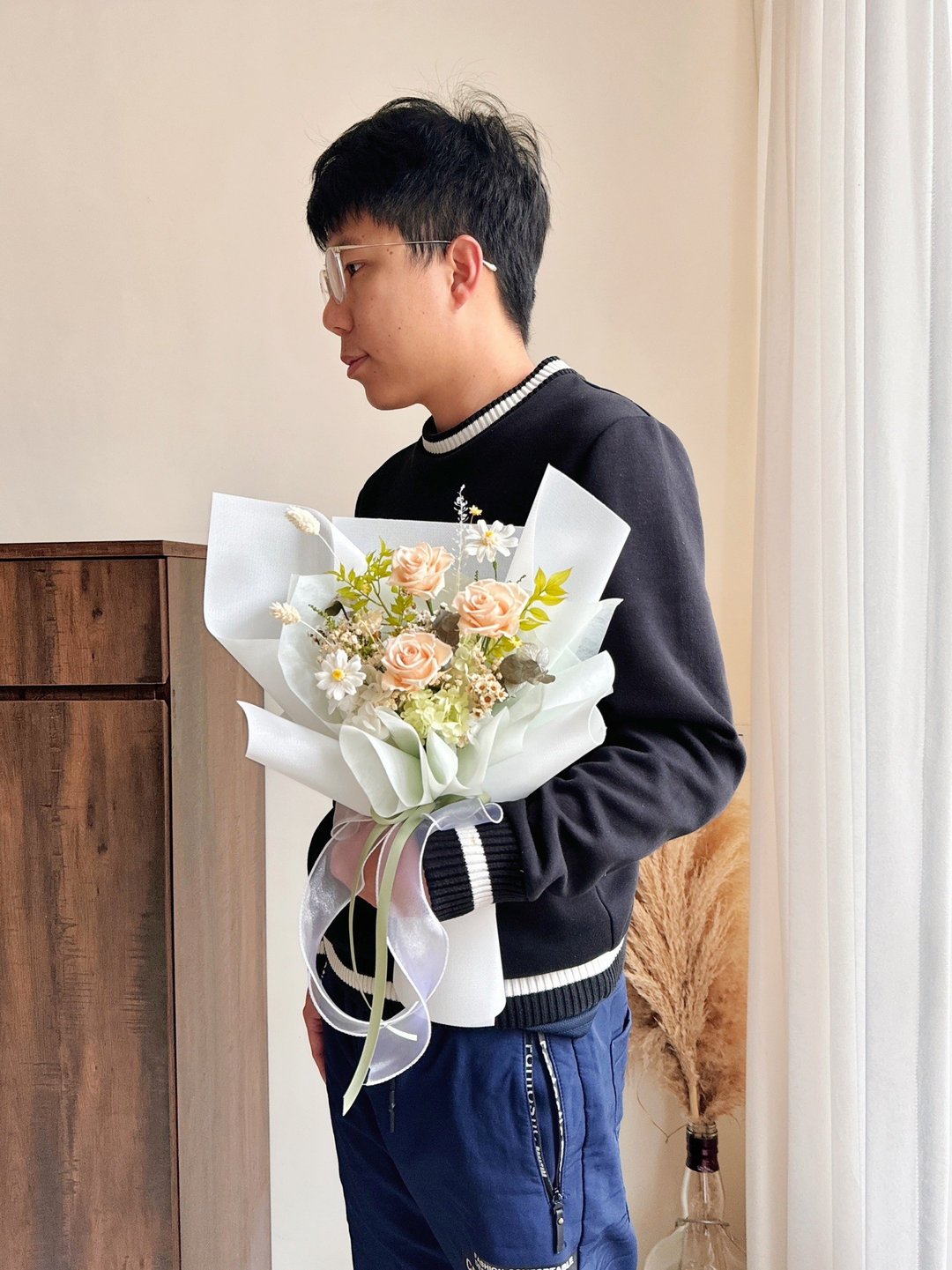 晨曦花语 永生花束 情人节花束 毕业花束 - 干燥花/捧花 - 植物．花 白色